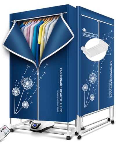 Heated Clothes Airer,1500W-1.7 Meters Heated Clothes Airer with Cover and 12 Hangers, 2-Tier Foldable Electric Airer Clothes Dryer,Clothes Dryer with 240 Mins Timer for Indoor, Apartment