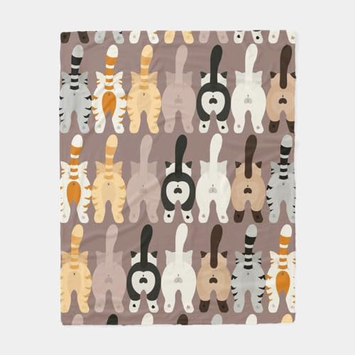 ひざ掛け 毛布 膝掛け ブランケット 西海岸 猫の背中模様 かわいい 330g エアコン対応 冷え防止 もうふ 柄物 プレゼントに最適 寝室/オフィス 軽量 通気性 タオルケット [1]