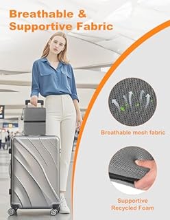 FASTMOMENT Airplane Seat Cushion Portable Travel Cushion for Comfort Foldable Stadium Pad with Breathable Fabric Seat Pad Perfect for Long Flights, Office, Camping, Bleacher (Plus Size – 18.9'')