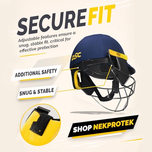 Image of DSC NEKPROTEK Neck Guard for Cricket Helmet, Color: Black, Size: Large (BSI Approved)| Material: Foam | Lightweight & Durable | Enhanced Neck Protection