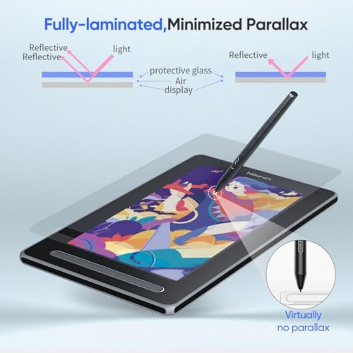 XPPen Artist 13 2 Gen. Grafiktablett, 13,3 Zoll Stift Display, 127% sRGB Farbraum, X3 Smart-Chip Stift mit 8 Schnellzugriffstasten Pen Display zum 3D-Modellieren, Zeichnen, Animation