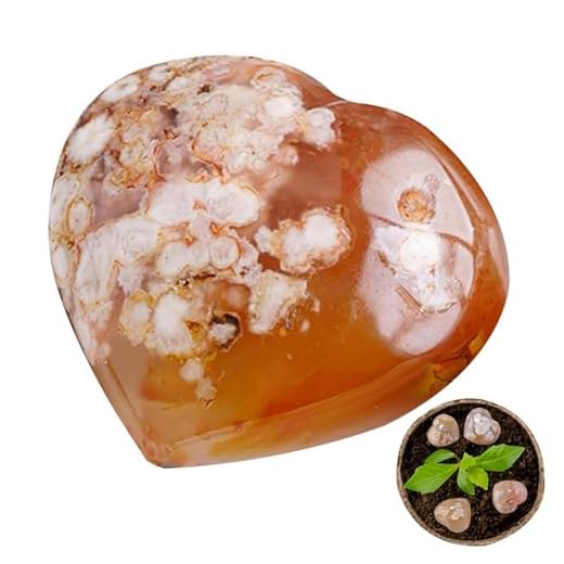 De Agadas De Flores - Piedra De Ágate De Flor, Corazón De Preocupación Tallada | Piedra Preciosa Curativa Hecha A Mano, Roca De Liso Para El Pulgar Para El Apoyo Al Estrés Para La Rela