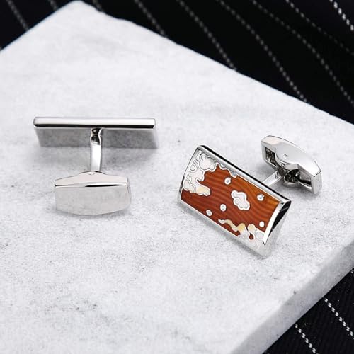 Mancuernillas de acero inoxidable con patrón grabado para hombre miniatura 4
