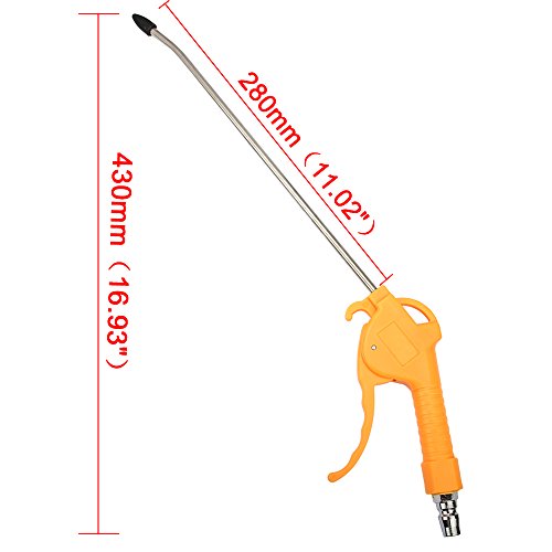Senzeal 11" Nozzle Air Blow Gun Stainless Steel High Pressure Dust Blower Gun With Removable Rubber Tip For Computer Hosts Car Engine #TOP2