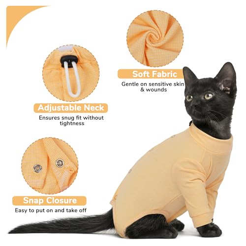 Combinaison chat convalescence chirurgicale orange S anti-léchage