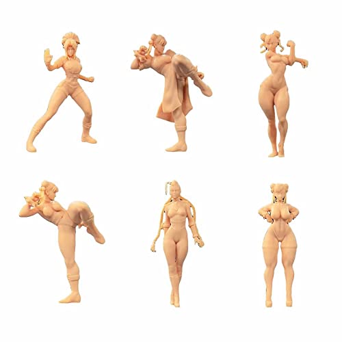 ZEDACAKAI (6 Pcs 1/35 Figure Sexy Fighting Woman Bodybuilding girl Model GK Need To Be Colored By Yourself