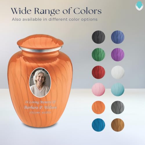 Image of Geturns - Adult Cremation Urns for Human Ashes I Large Photo Funeral Urn for Men and Women I 200 lbs (Pearl Orange)