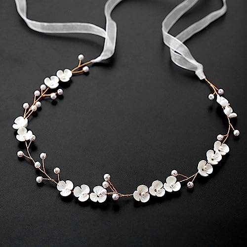 TONAUP Fleur Fille Diadème Coiffure, Corolle Strass Cheveux Vigne Couronne de Fleurs Femme Florale Bandeau Accessoires Fleurs Cheveux pour Anniversaire Fête...