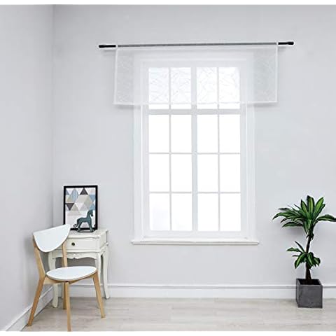 Annlaite Embroidered Valance Curtains Floral Embroidery Window Curtain Valance Rod Pocket Valance 52 by 18 Inch White Cover
