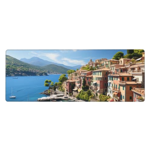 Tapis de souris de jeu 80x30 cm antidérapant avec décor méditerranéen