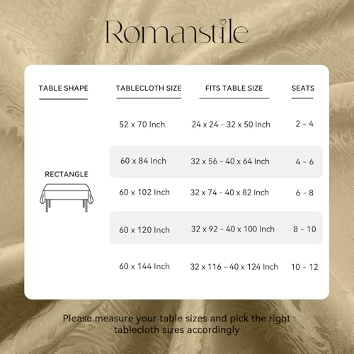 Romanstile Jacquard Rectangle Tablecloth - Waterproof Elegant Vienna Damask Pattern Table Cloths Washable Polyester Decorative Table Covers for Dinner/Parties/- 60 x 84 Inch, Beige by Romanstile - Image 6