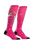 Sock It To Me Women's Knee High Funky Socks (Unicorn vs. Narwhal f0272)