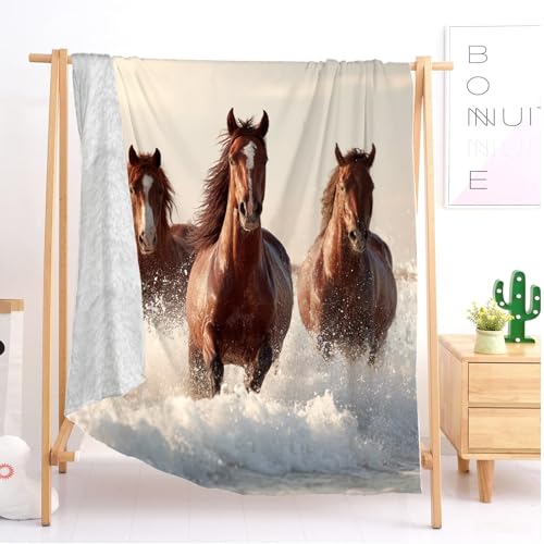 Cadeau plaids merveilleux : couverture de lit douce 150x200 cm cheval 3D - 4