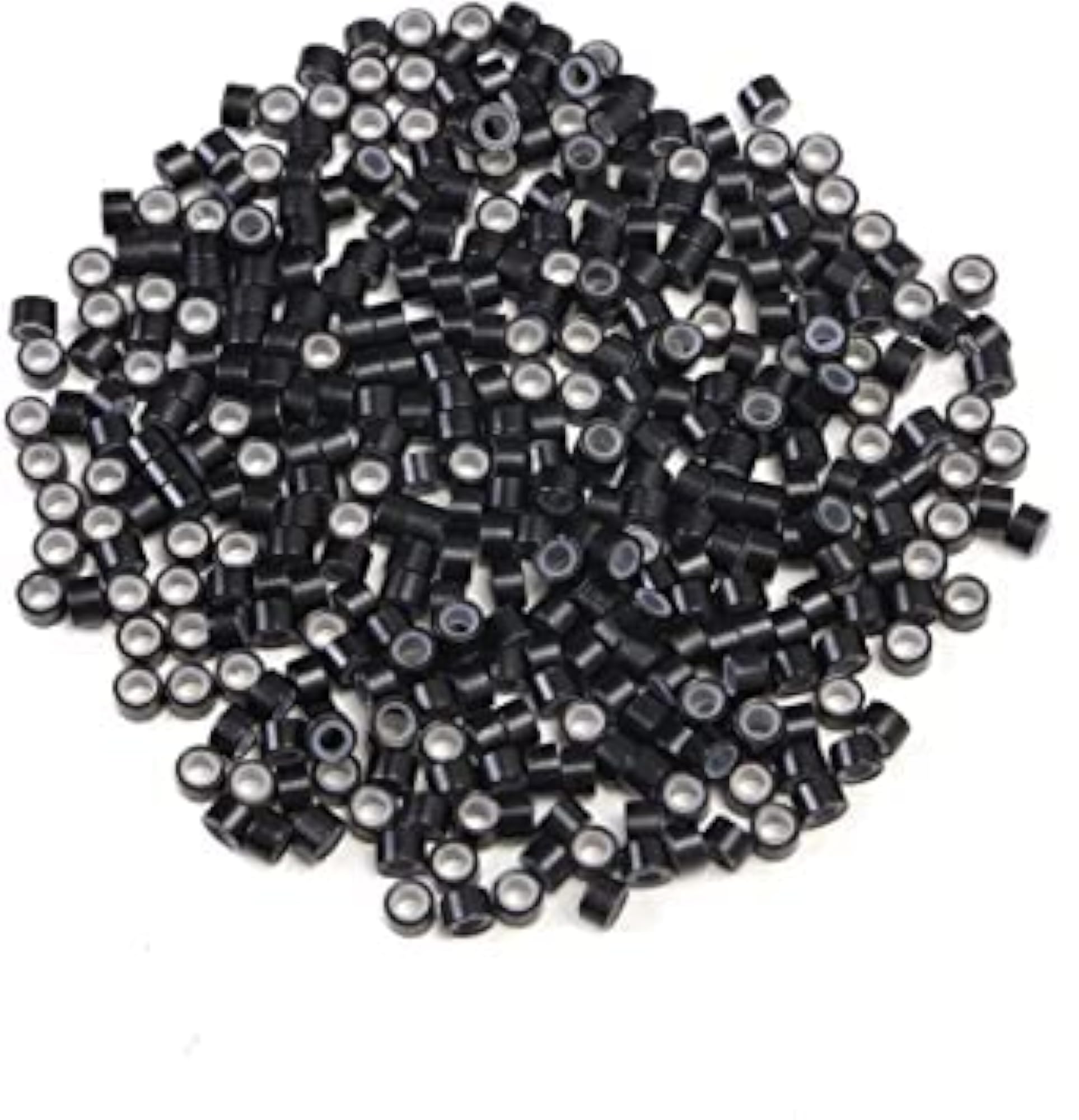 Silicone Lined Links Beads for Hair Extensions, Black
