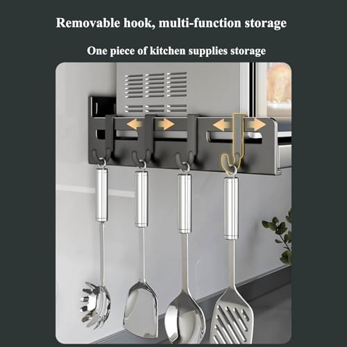 Étagère micro-ondes en acier inox avec crochets amovibles