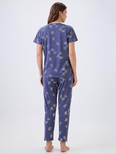 Image of AV2 Women's Cotton Printed Short Sleeve Night Suit Set | Pajama Set | Casual Night Dress for Women | Airport Look Coord Set -2128