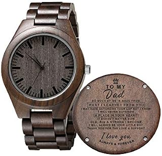 Engraved Mens Wooden Watch - Personalized Sandalwood Wood Watch Gift for Dad,Father's Day