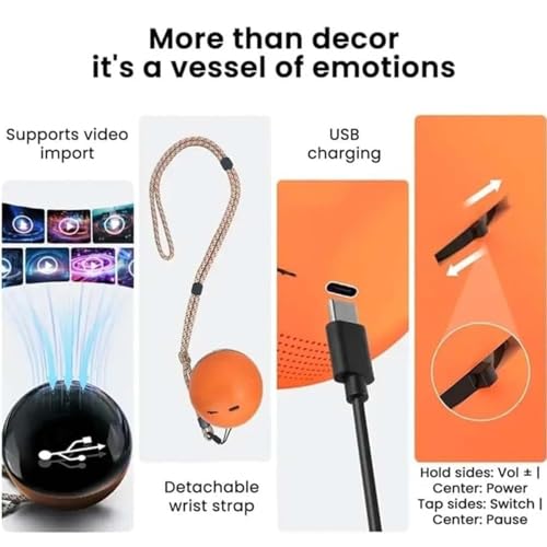 Image of Memory Orb Ball - 2.7 inch Crystal Ball Video Player, Core Memory Orb Christmas Ornament, Uploadable Videos & Photos, DIY Gift for Anniversary, Birthday (Blue)