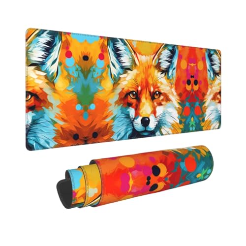 Tapis de souris renards imprimés protégeant les grands bureaux 80cm
