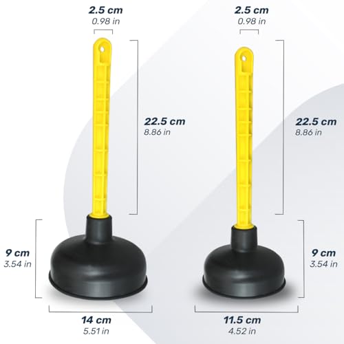Mario10 2er Set Saugglocke - Pümpel mit 115 & 140 mm Durchmesser - Pömpel mit starker Saugleistung, WC-Entsperrer, robustes Badezimmer-Abflussreiniger, Werkzeug zum Entfernen von Verstopfungen