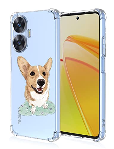 Custodia per Telefono Adatta per Realme C55 Narzo N55 6.72 Inches con Disegno a Colori Trasparente - Corgi silicone tpu