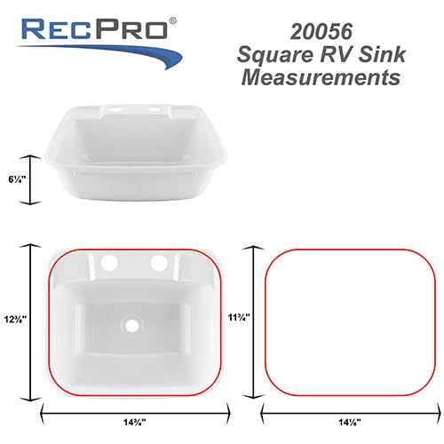 RecPro Rectangle RV Bathroom Sink | Single Bowl Lavatory Sink | Camper Basin | Plastic (White) by RecPro - Image 2