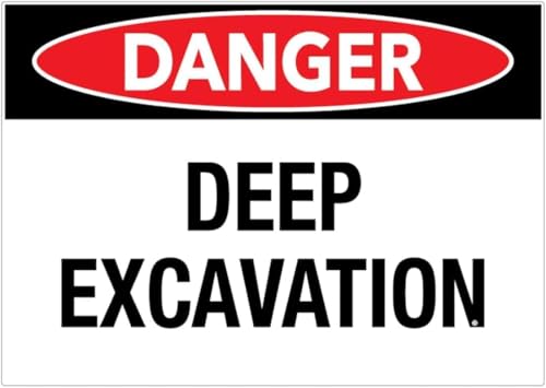 Danger Sign Deep Excavation Warning 12"x8" Metal Aluminum Sign Weatherproof Construction Plaque Construction Site Outdoor Work Zone