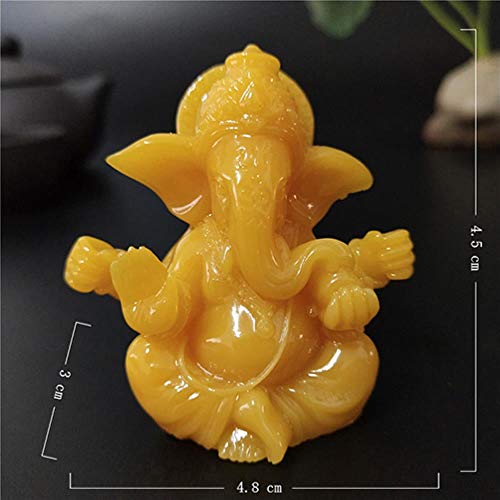 FUYIO Gold Lord Ganesha Buddha Statue Elephant God Sculptures Ganesh Figurines Man-made Stone Home Garden Buddha Decoration Statues,Yellow