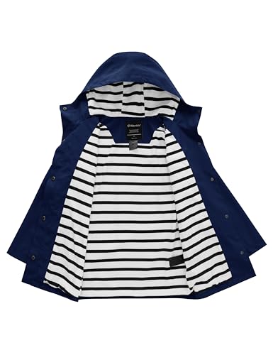 wantdo Boys & Girls Lightweight Rain Coat Waterproof Hooded Rain Coat Navy 8