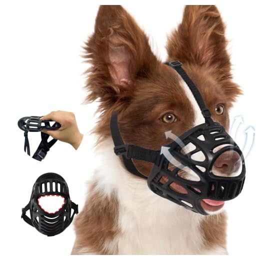 Focinheira para cães, difícil de cair, respirável, para cães grandes, médios e pequenos, focinheira macia e ajustável para cães permite beber e respirar, evita mordidas e mordidas e lambendo focinheiras