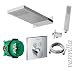 Produktbild vanvilla Duschsystem mit Unterputz Duscharmatur von Hansgrohe ShowerSelect Thermostat und vanvilla Regendusche mit Armatur mit Thermostat, Duschkopf 50x23 cm, Dusch-SET HG03 poliert