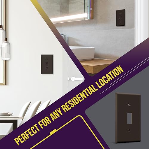 Image of ENERLITES Toggle Light Switch Wall Plate, Gloss Finish, Standard Size 1-Gang 4.50 inch x 2.76 inch, Unbreakable Polycarbonate Thermoplastic, 8811-BR-10PCS, Brown (10 Pack)