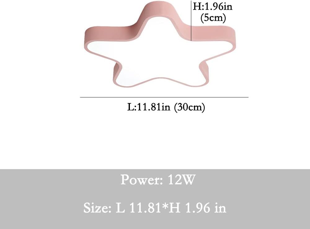 LED Ceiling Light Fixture, Modern Pentagram Recessed Ceiling Lights, 3000K-6000K Dimmable Light, Close to Lighting Flush Mount Living Room Pendant Lamps (Pink, 12inch)