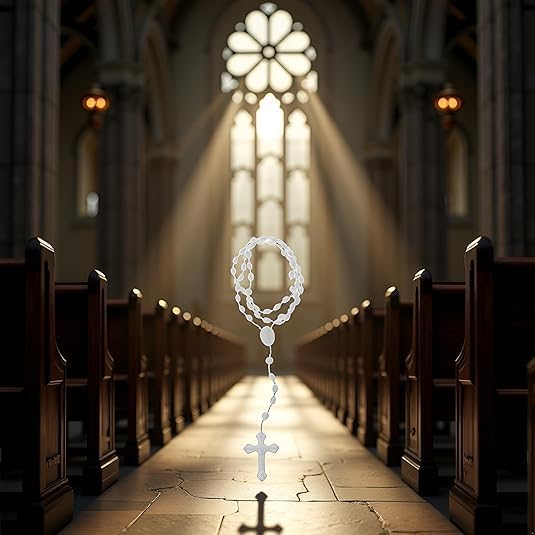 2 Pcs White Plastic Rosary Beads Luminous Necklaces Catholicism Prayer Religious Jewelry, Cross Necklace for Women, Cross Necklace for Men,Women's Chain Necklaces,Jewelry - Image 6