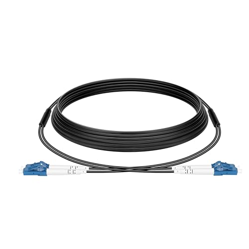 LC to LC Fiber Optic Cable Internet 100m/328ft,TPU Armored Single Mode Fiber Patch Cable 2 Core 9/125um OS2 Outdoor Fiber Patch Cable OD-4mm,UPC Simplex Fiber Optic Cable