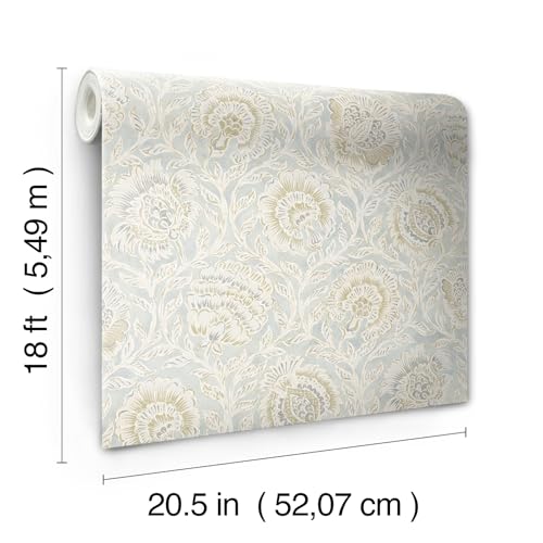 NuWallpaper x Nabela Noor Home Aliviya Mint Peel and Stick Wallpaper, Flowers, Transitional, Self-Adhesive, 20.5-in x 18-ft by NuWallpaper - Image 4
