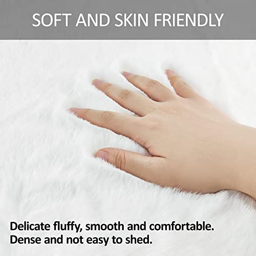 Fixseed Soft White Fluffy Area Rug 4X6 Faux Rabbit Washable Fur Rugs For Bedroom, White Fuzzy Living Room Carpets Indoor Modern Shag Area Rugs For Children Bedroom Nursery Playroom Home Decor Rug #TOP3