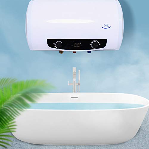 Elektro Warmwasserspeicher, 2KW Warmwasserbereiter Wasserkocher Boiler, Wandhängender Warmwasserboiler mit Duschzubehör (50L)