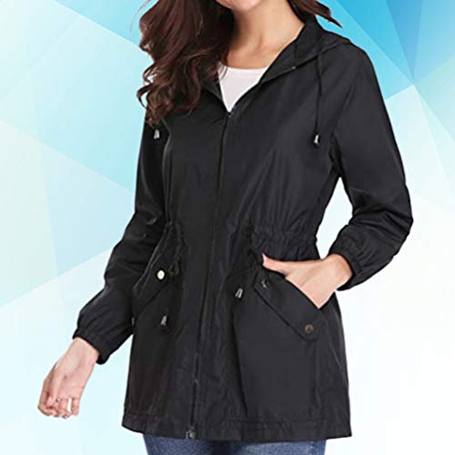 Jaqueta de chuva à prova d'água Garneck manga longa primavera outono casual bolsos casacos agasalho