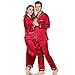 Produktbild LZJDS Herren Nachtwäsche Nachthemd 100% Seide Pyjama Herbst Und Winter Seide Pyjama Langarm Seidenraupen Seide Paar Home Service Zweiteiliger Anzug,Couple Wine red,XXL