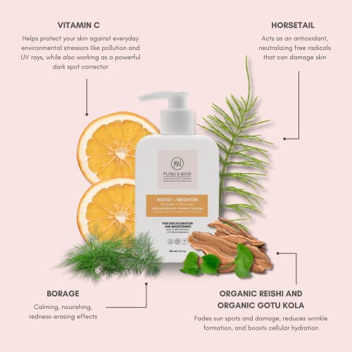 Flora & Noor Boost & Brighten Vitamin C Cleanser | Anti-Aging Facial Cleansing Reduces Wrinkles | Gentle Cleanser For Acne And Pores | All Skin Types #TOP3