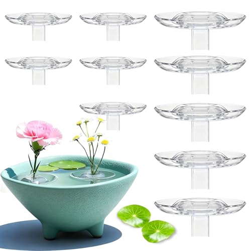 HDLYQL 2025 Creative Floating Floral Arrangement Holder，Innovative Floating Flower Display Stand，DIY Clear Acrylic Flower Arranger Bowl，Modern Floating Vase Pedestal Stand (10pcs(5 large+5 small))