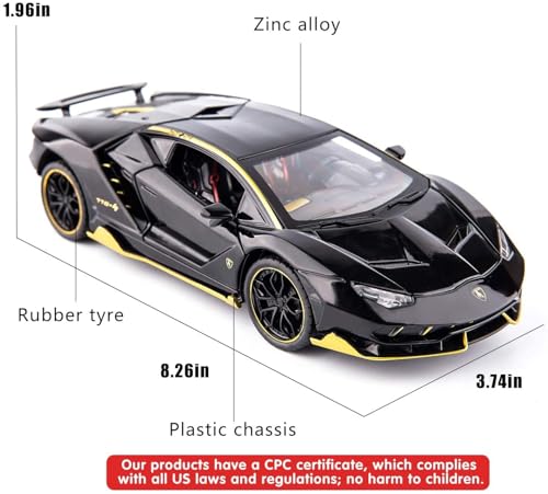Image of Kids Toy car 1:24 Scale Die cast Metal Toy Car for Kid Model LP770 Pull Back Metal Cars with 4 Openable Doors Light and Musical Sound (Multi)