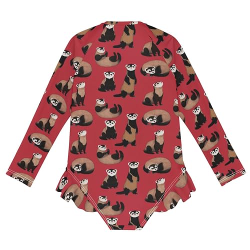Image of Girls One Piece Swimsuits Long Sleeve Swimsuit Zipper Bathing Suits Swimwear