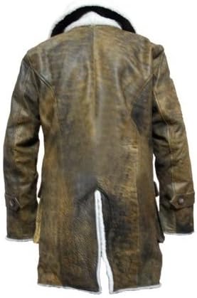 Samnas Traders Bane Tom Hardy Dark Knight Rises Leather Shearling Jacket Coat