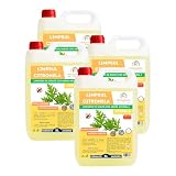 PACK DE 4 FREGASUELOS CON CITRONELA. LIMPSUL CITRONELA. LIMPIADOR CONCENTRADO CON AROMA NATURAL A CITRONELA. FORMATO AHORRO 4 GARRAFAS DE 5 LITROS