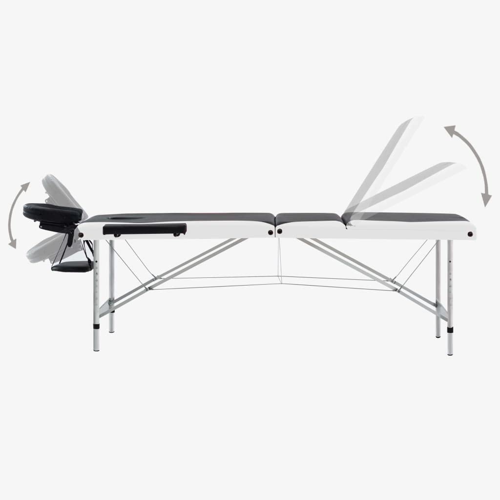 Table de Massage Pliable 3 Zones Aluminium Noir et Blanc,Santé & beauté,Hygiène personnelle,Massage & Relaxation,Tables de Massage,17.1 kg-110236