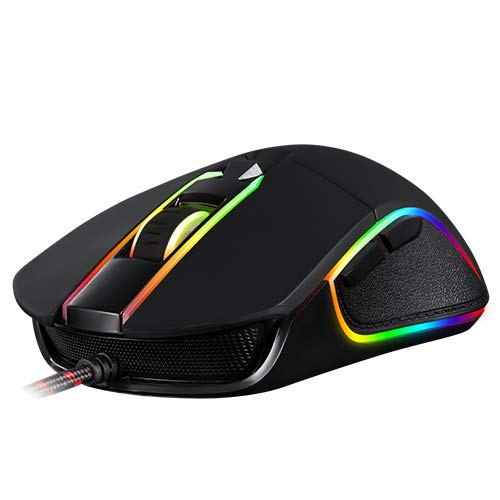 MOTOSPEED USB Verdrahtete 3500DPI Gaming Maus unterstützt Makroprogrammierung mit 6 Tasten, Einstellbarer RGB-Hintergrundbeleuchtung und 6 einstellbaren DPI-Mäusen für PC, Laptop und Apple MacBook Cover