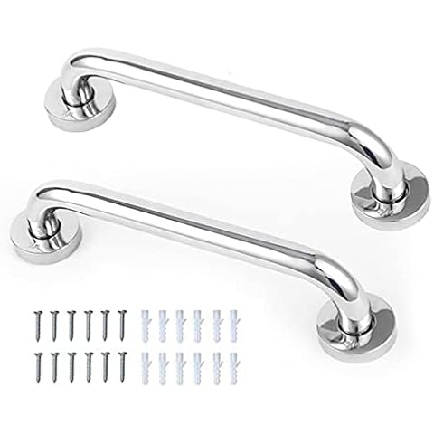 Baranda de Baño de Acero Inoxidable con Asa de Seguridad 30cm 2 Piezas Cover