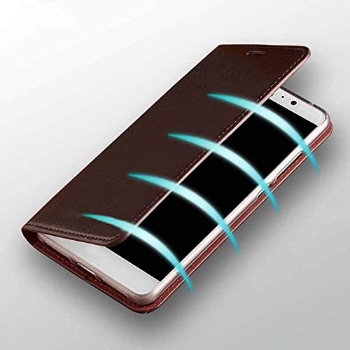 Funda de cuero para iPhone 12 con tapa magnética EKESA marrón de 6.1 pulgadas 3